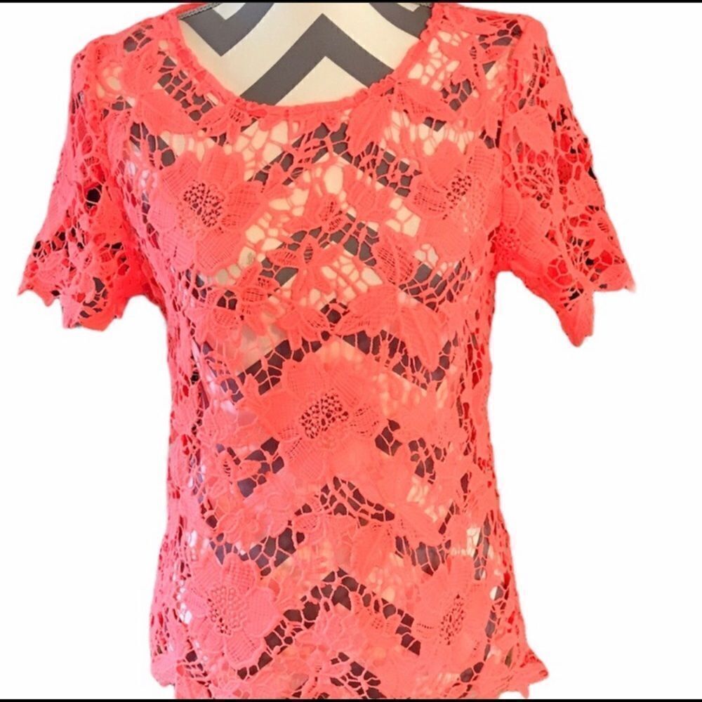 Lydia USA NWT Lace Top Coral Various Sizes